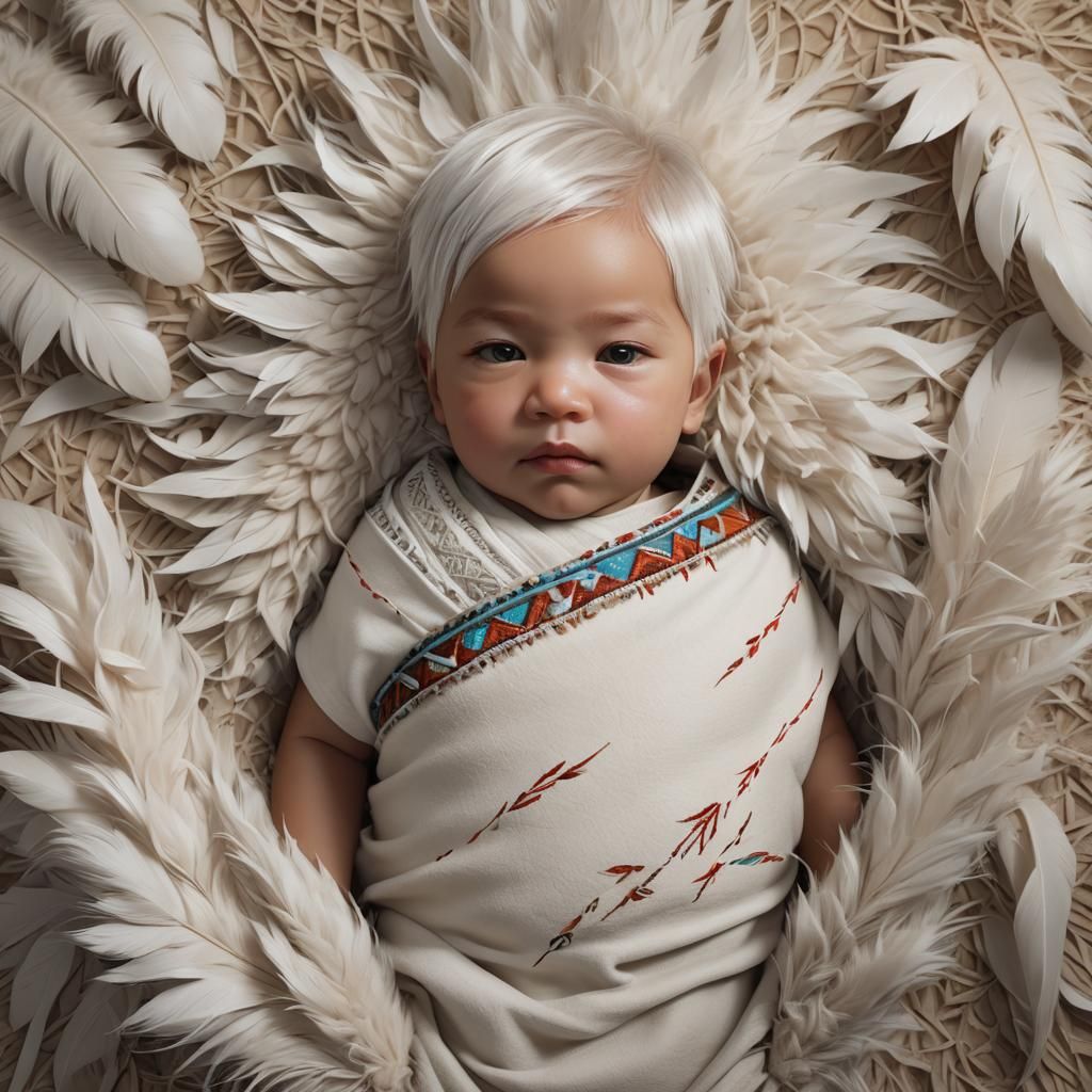 Native American Newborn Portrait in Hyperdetailed Style