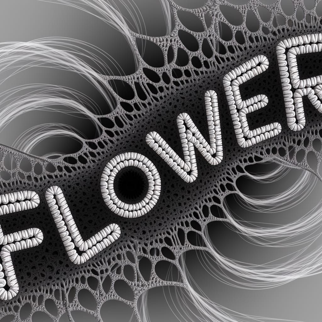 Infinite Grayscale Flower Tessellation in Dreamlike Scene