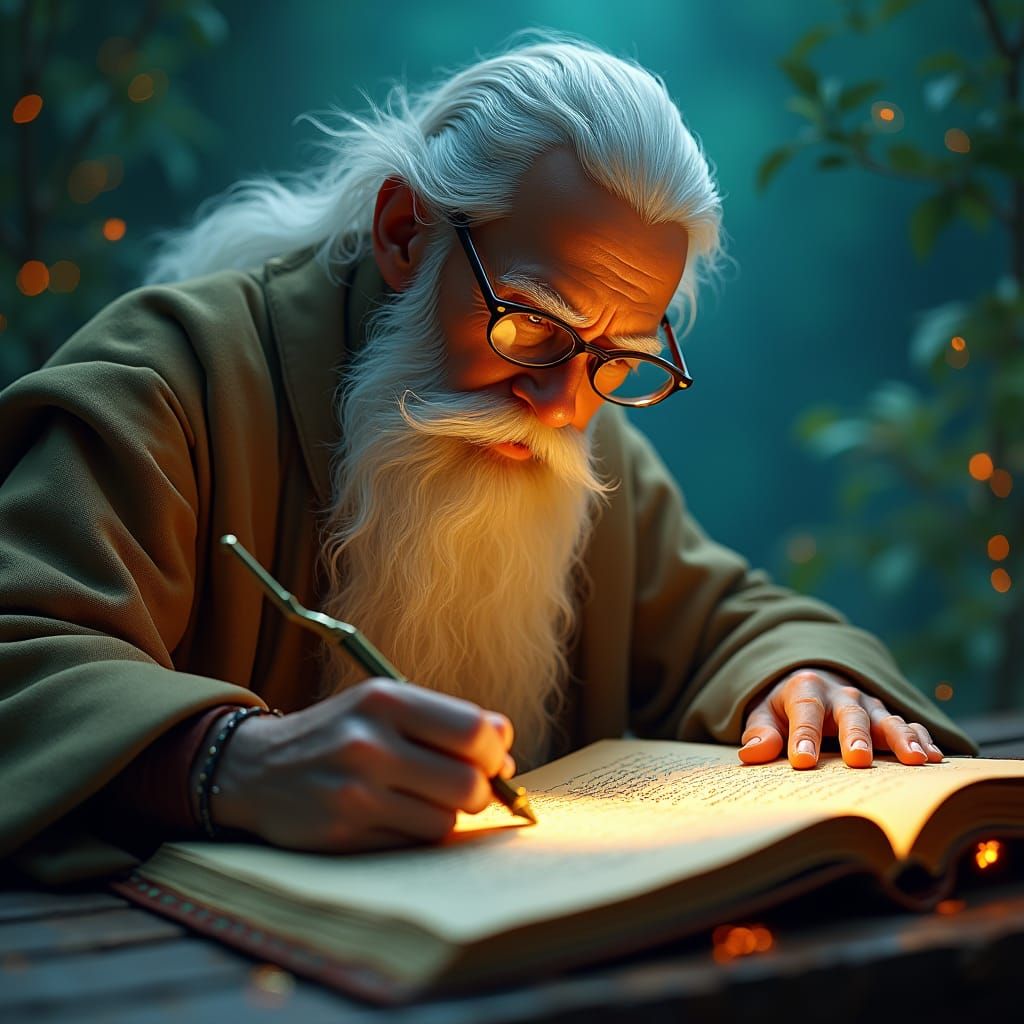 Youthful Sage Inscribing Ancient Script