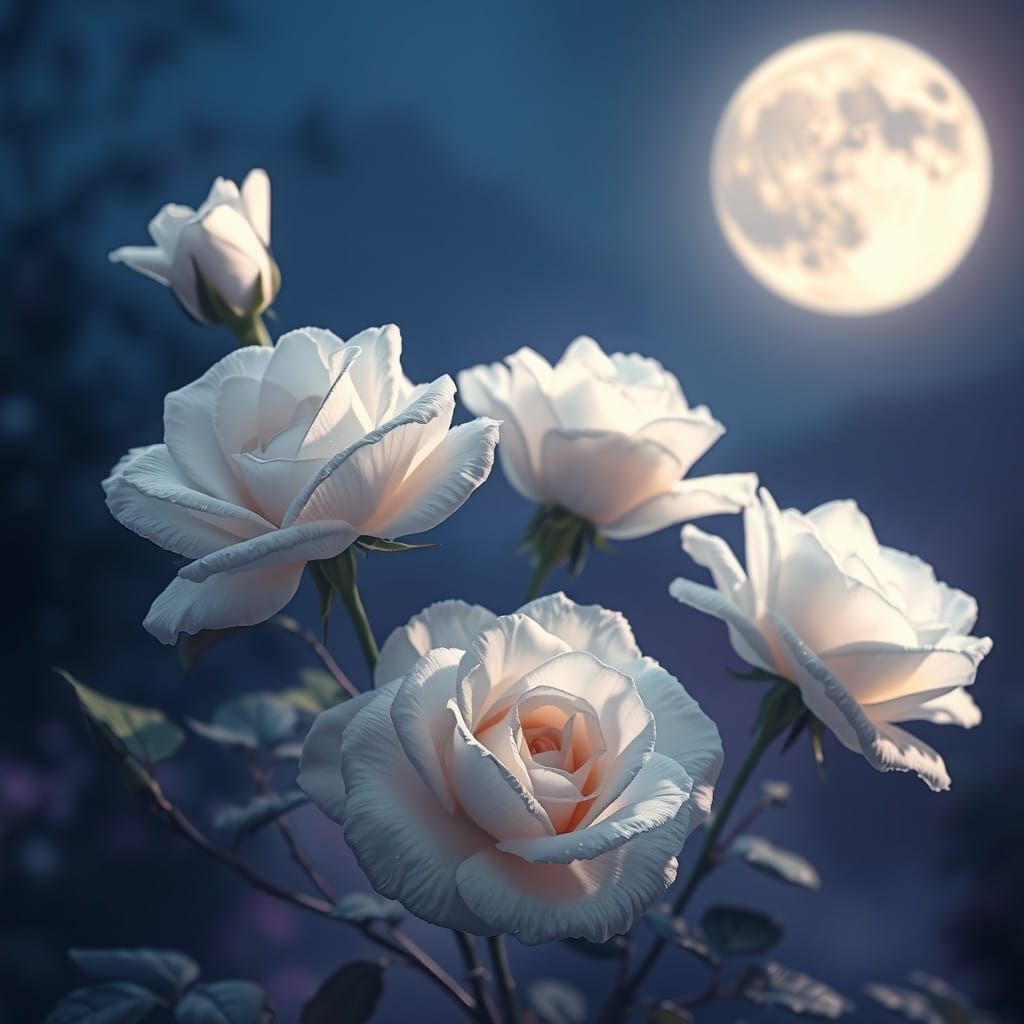 Luminous Roses in Dreamlike Garden