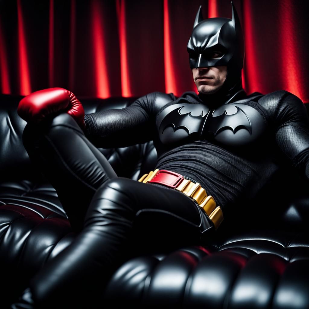 Batman Relaxing with Boxing Gloves, Professional Photo