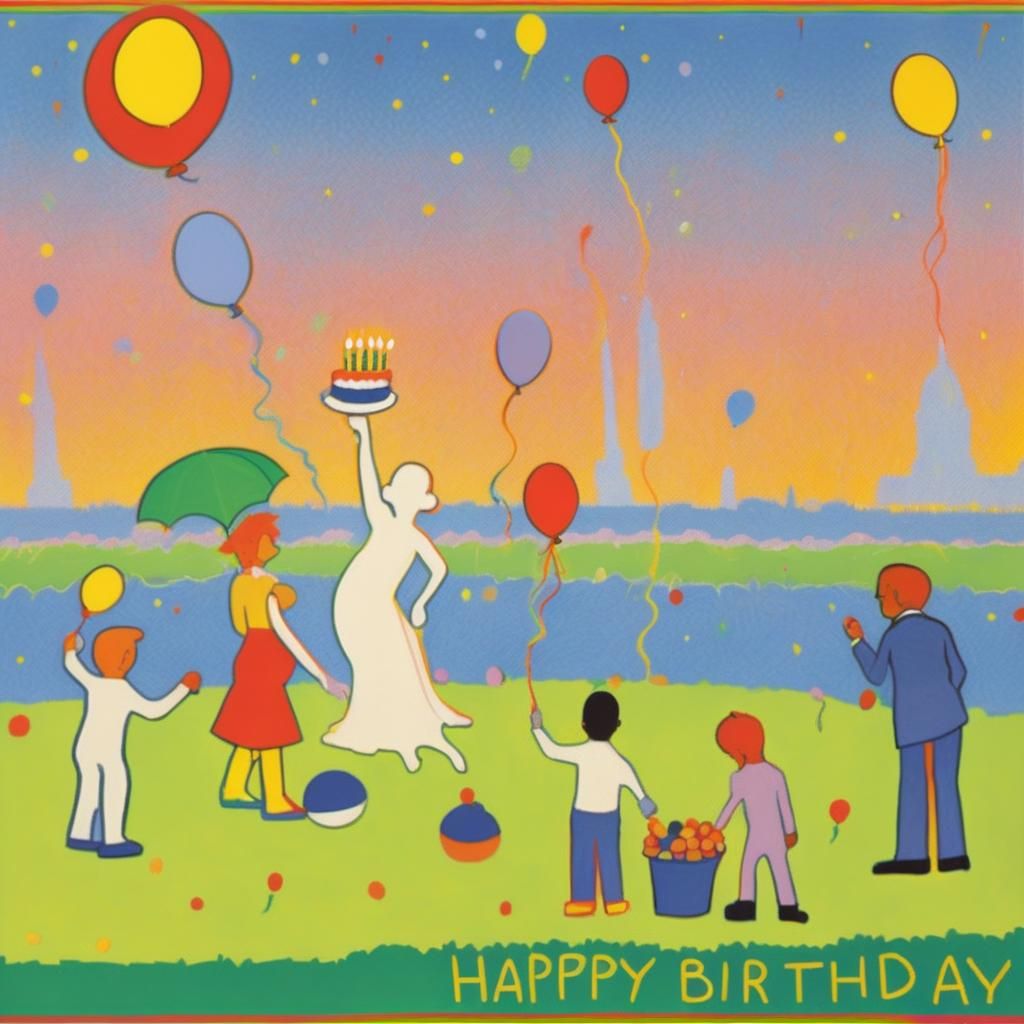Colorful Birthday Card in Pointillist Pop Art Style