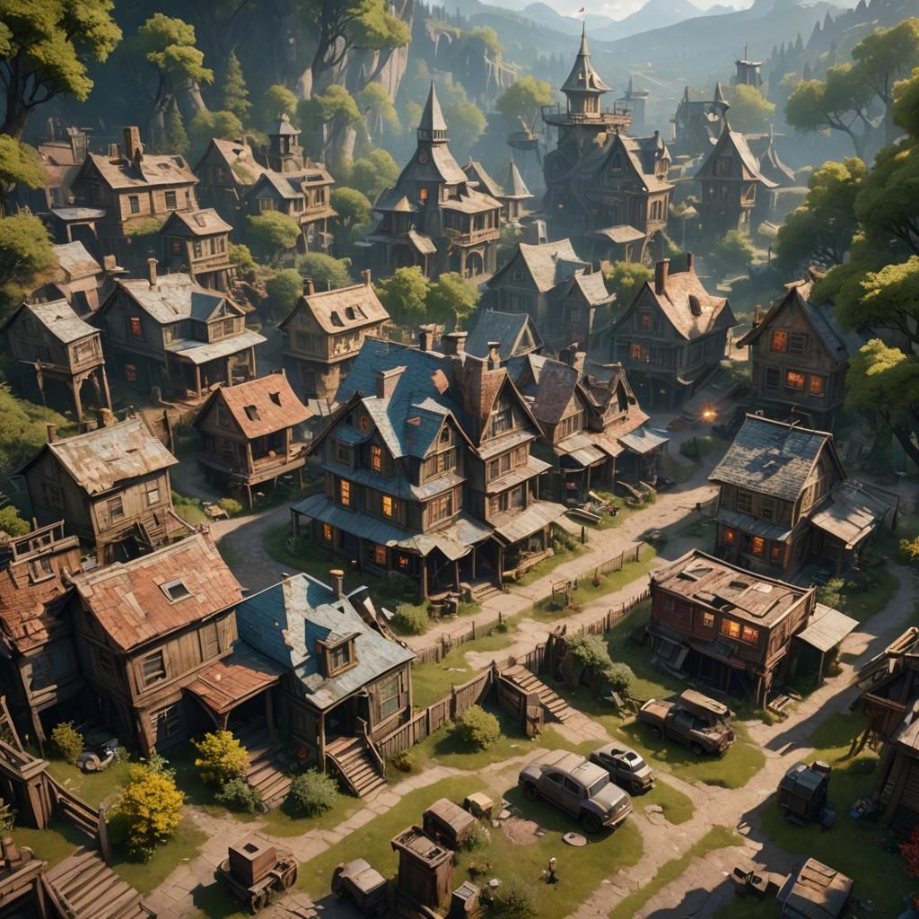 Post-Apocalyptic Wonderland in Digital Art Style