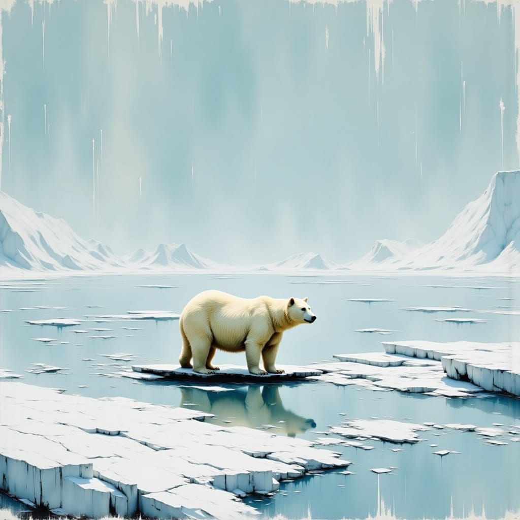 Solitary Polar Bear in Stark Environment