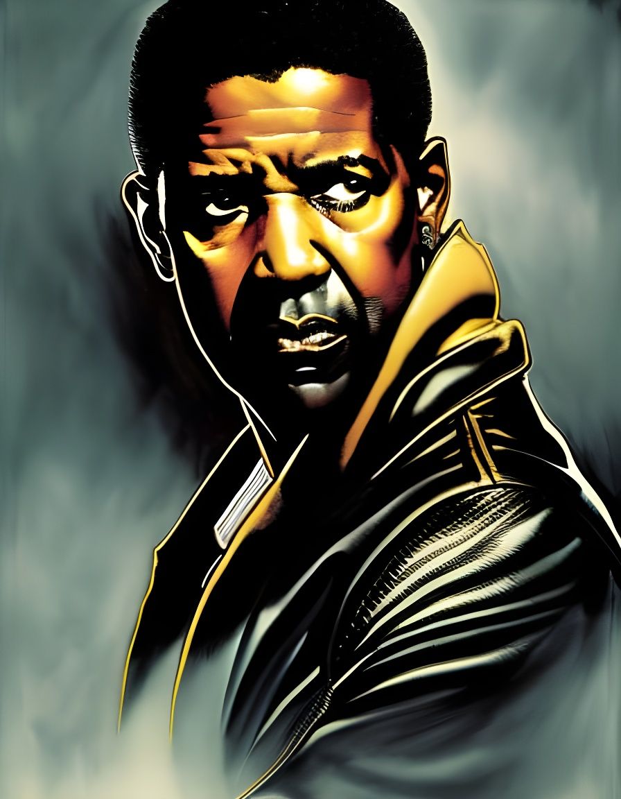 Denzel Washington Portrait in Comic Book Style
