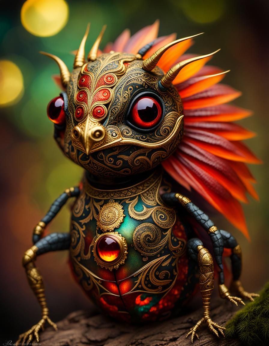 Glistening Jelly Beastie in Bohemian Zentangle Style