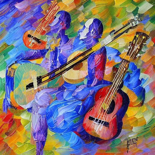 Robot Monks' Symphony: Neo-Impressionist Oil Painting