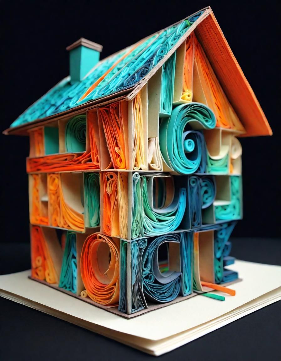 Alphabet House in Gradient Color, Digital Illustration