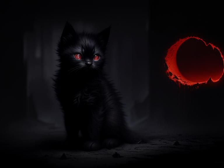 Crimson Lava Kitten in Dark Shadows