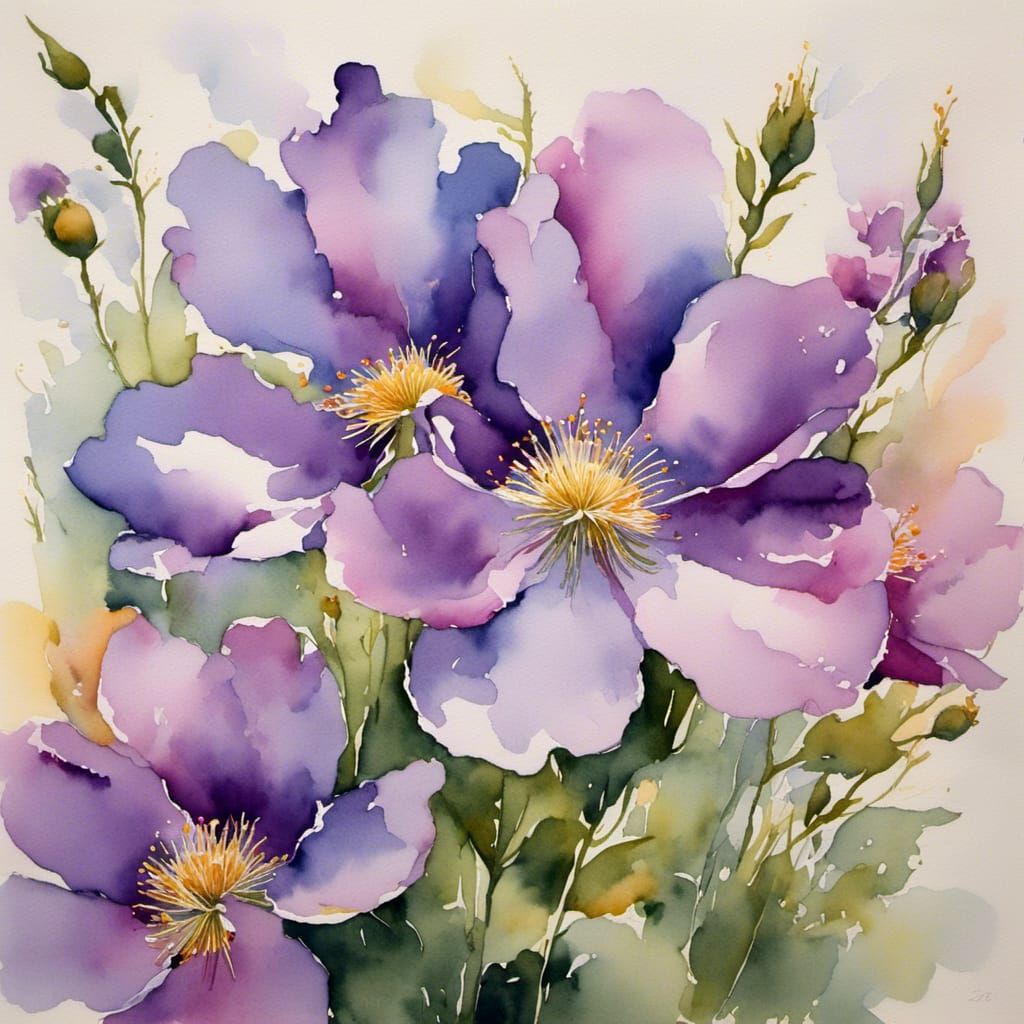 Mystical Healing Blooms in Watercolor Style