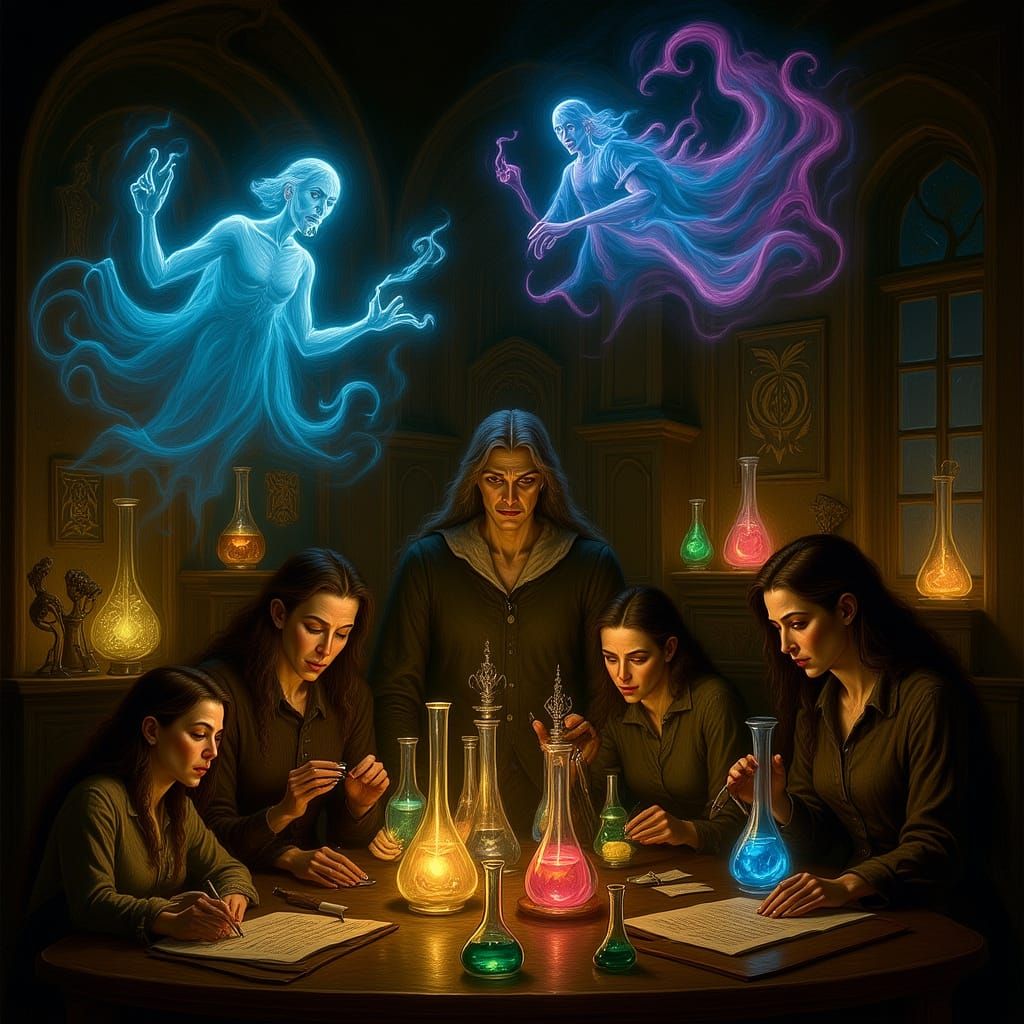 Surreal Alchemist Lab: Architects Sketching Ghostly Fumes