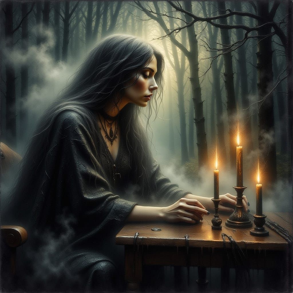 Mystical Woman in Candlelight: Dreamlike Abstraction