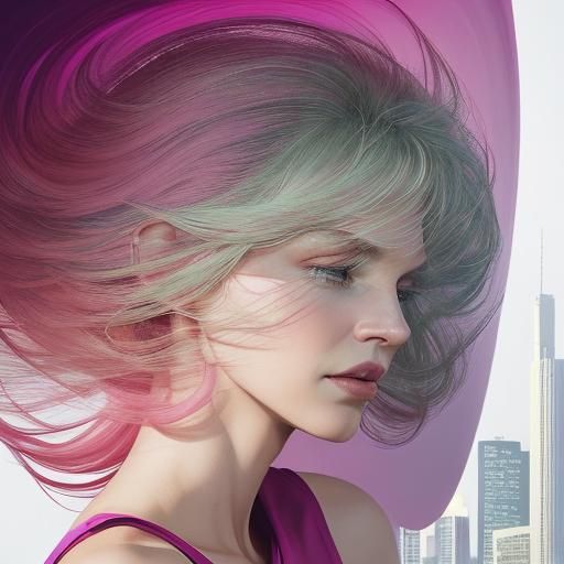 Glamorous Multitasking Woman in Pink and Magenta