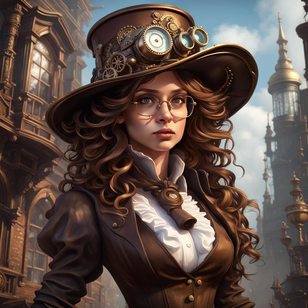 Steampunk Maiden Apprentice with Intricate Details