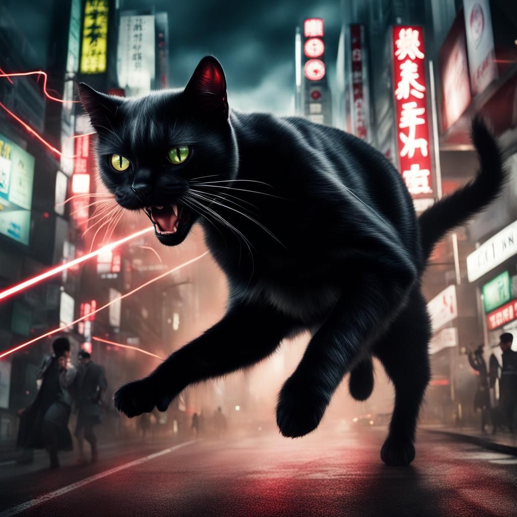 Evil Black Cat Moriarty Attacks Tokyo with Lasers