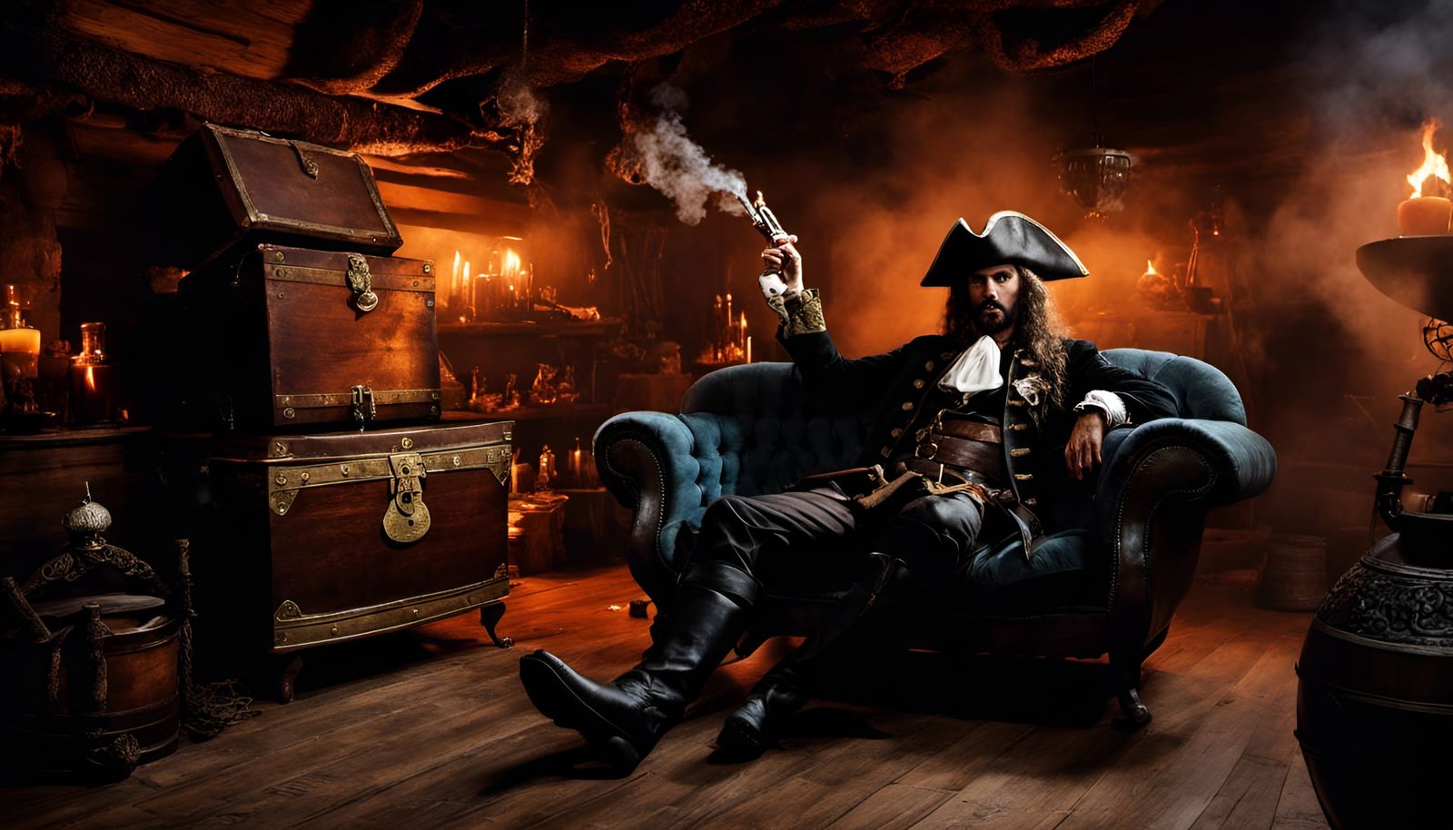 Pirate Captain in Dark Hideout: Art of Illusion
