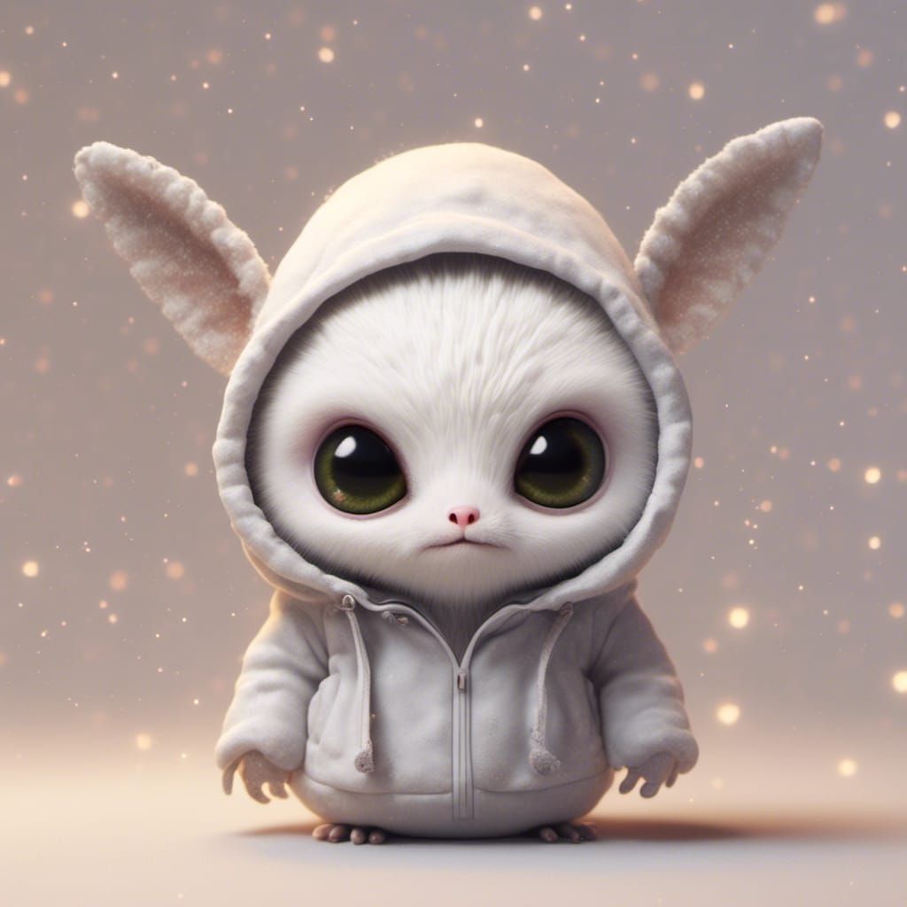 Cute White Alien in Hooded Jacket