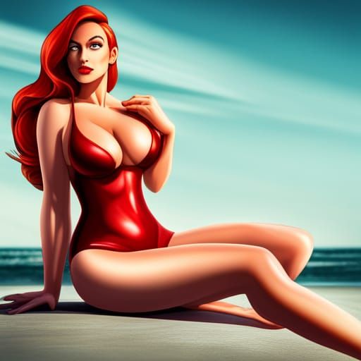 Hyperrealistic Jessica Rabbit Swimsuit Portrait