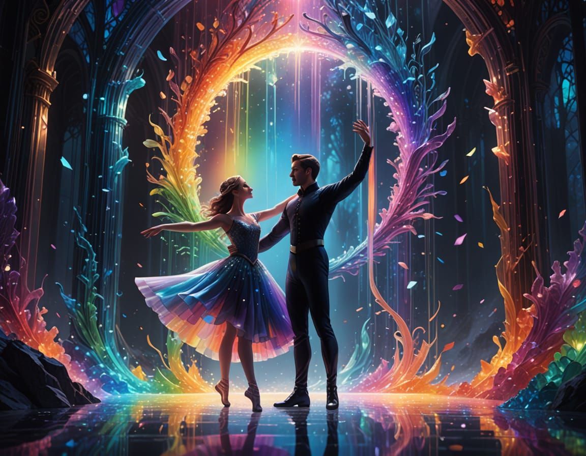Ballet Dancers in Ethereal Rainbow Glow