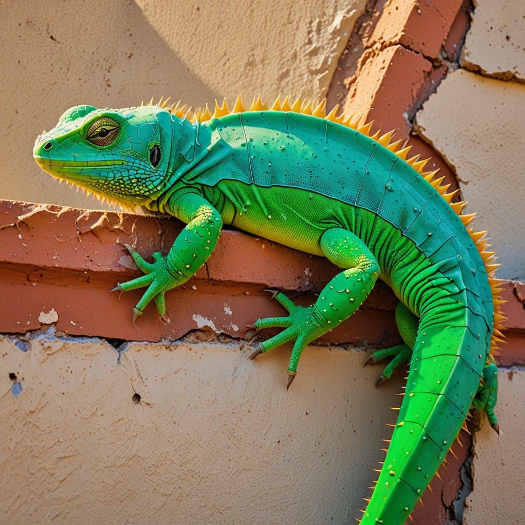 Big green lizard lazing around in Aruba.