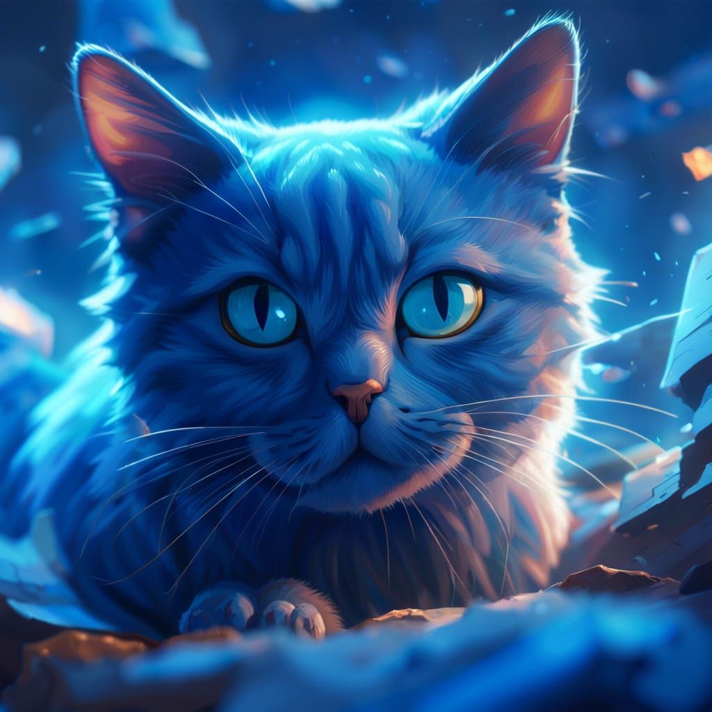 a detailed photo a blue cute cat