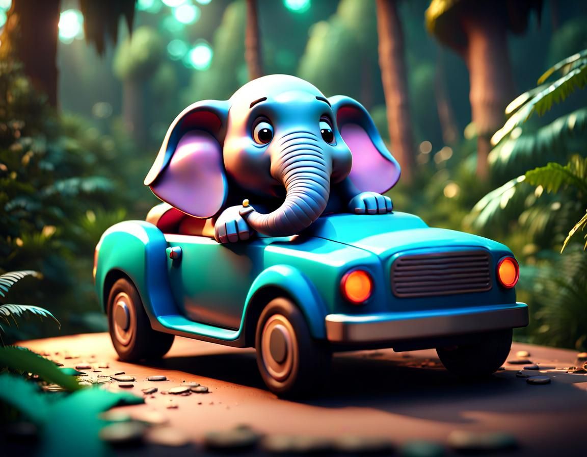 Chubby Elephant Car Ride: 3D Game Cinematic