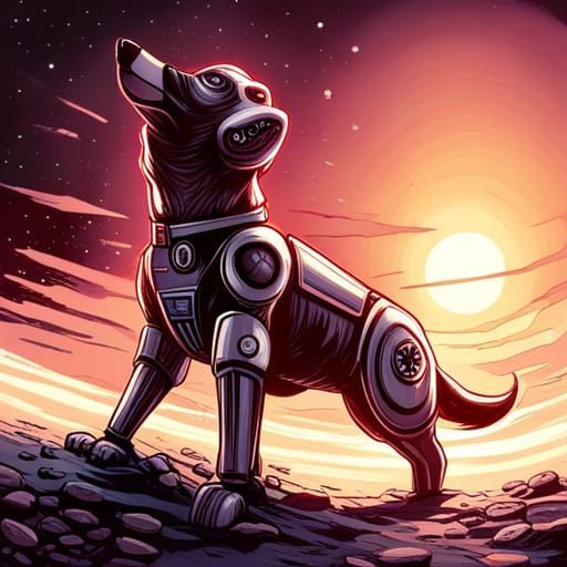 Robot Dog in Star Wars Comic Book Style
