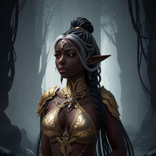 Bound Elf Woman Portrait in Ethereal Fantasy Style