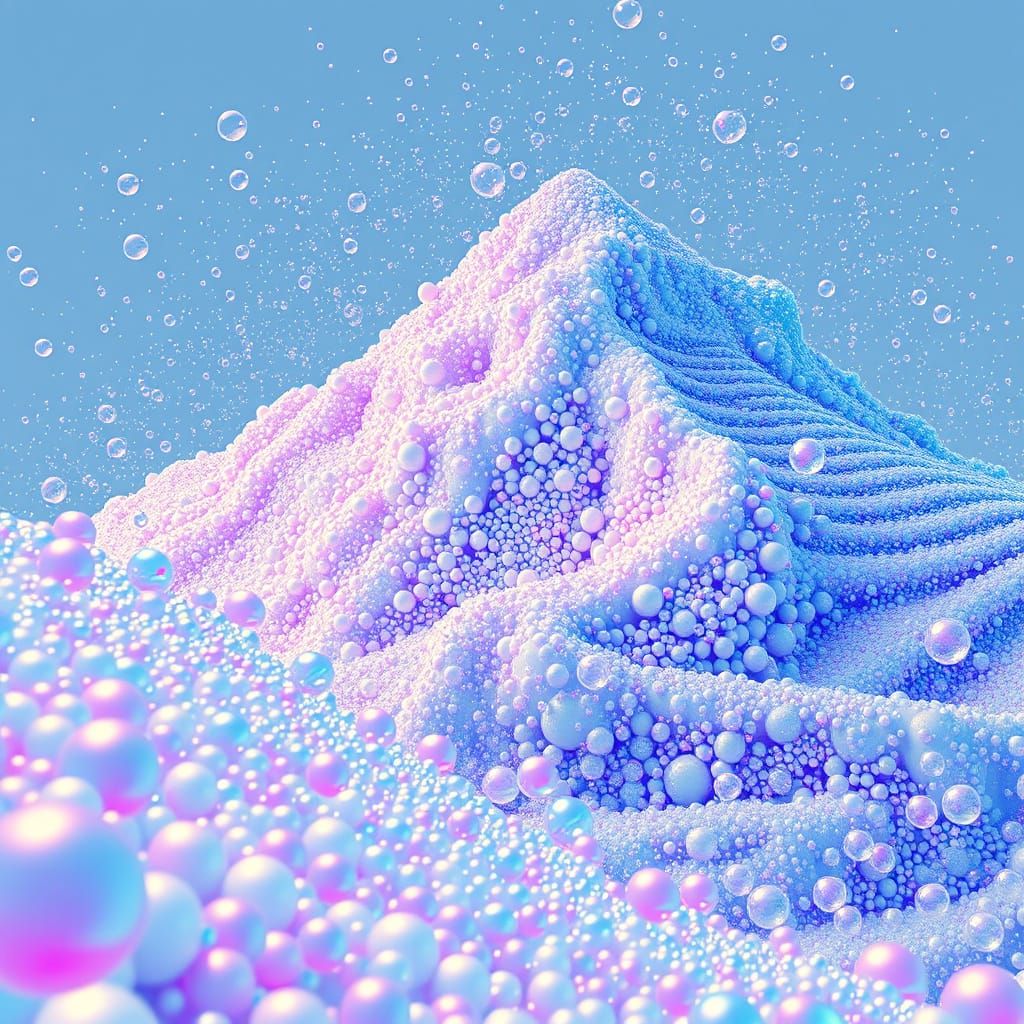 Iridescent Bubble Mountain Avalanche in Pop Art Style