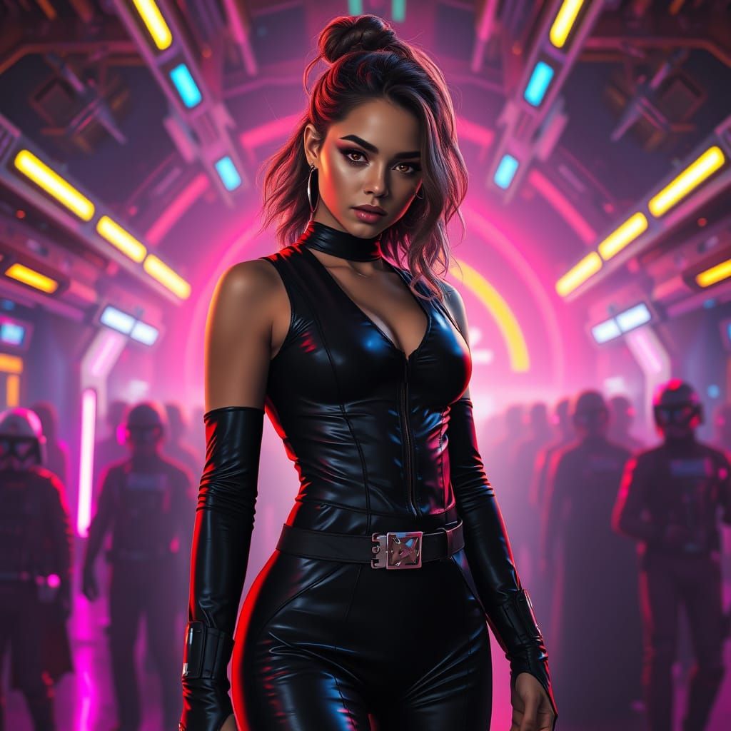 Galactic Zendaya in Sleek Jumpsuit: Digital Star Wars Scene