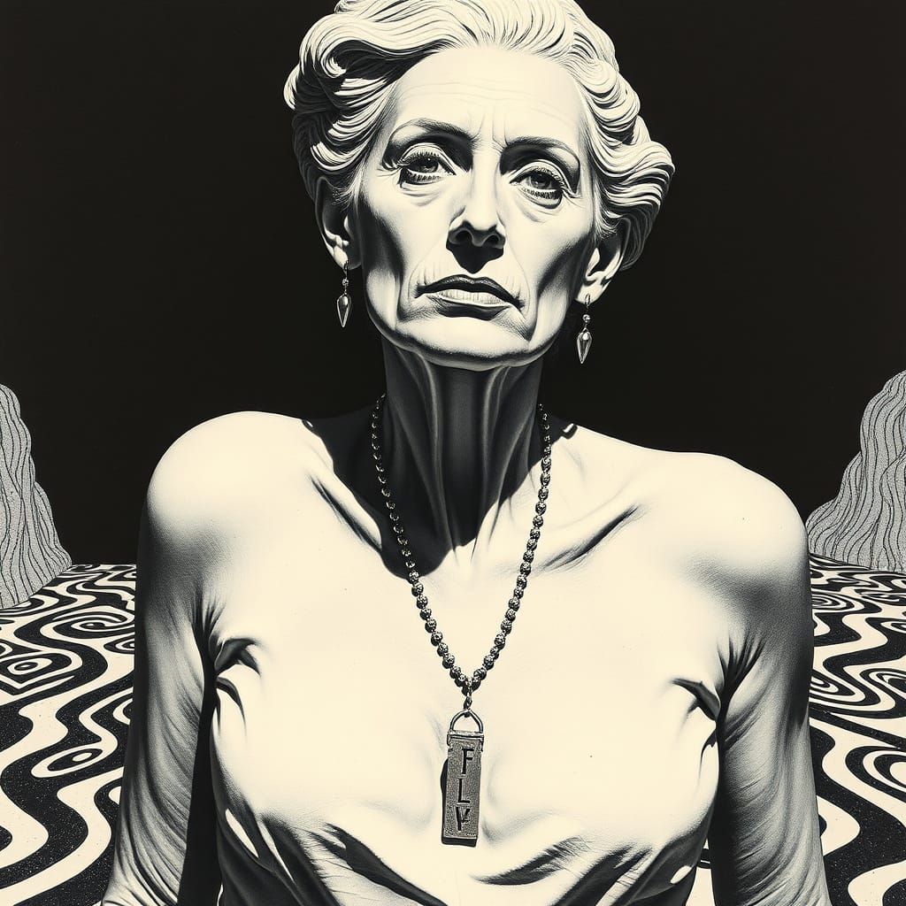 Surreal Woman in MC Escher Style