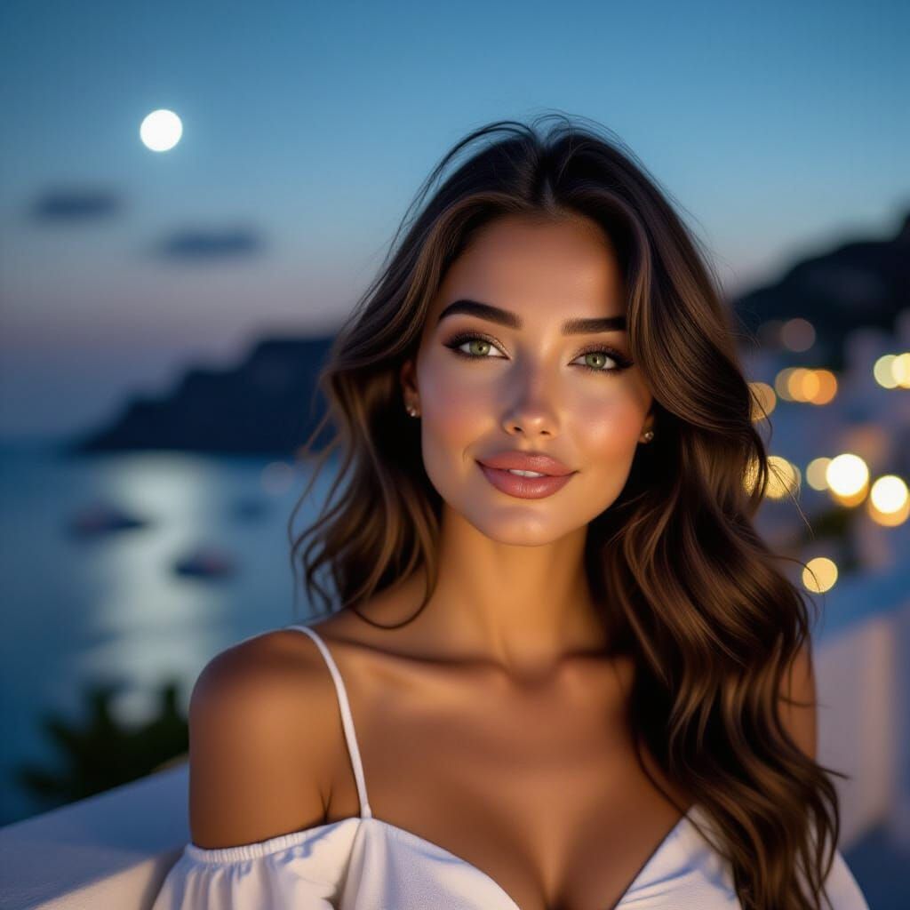 Romantic Woman on Terrace in Art Nouveau Style