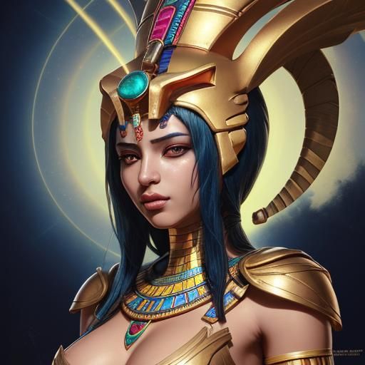 Egyptian Goddess Sekhmet in Splash Art Style