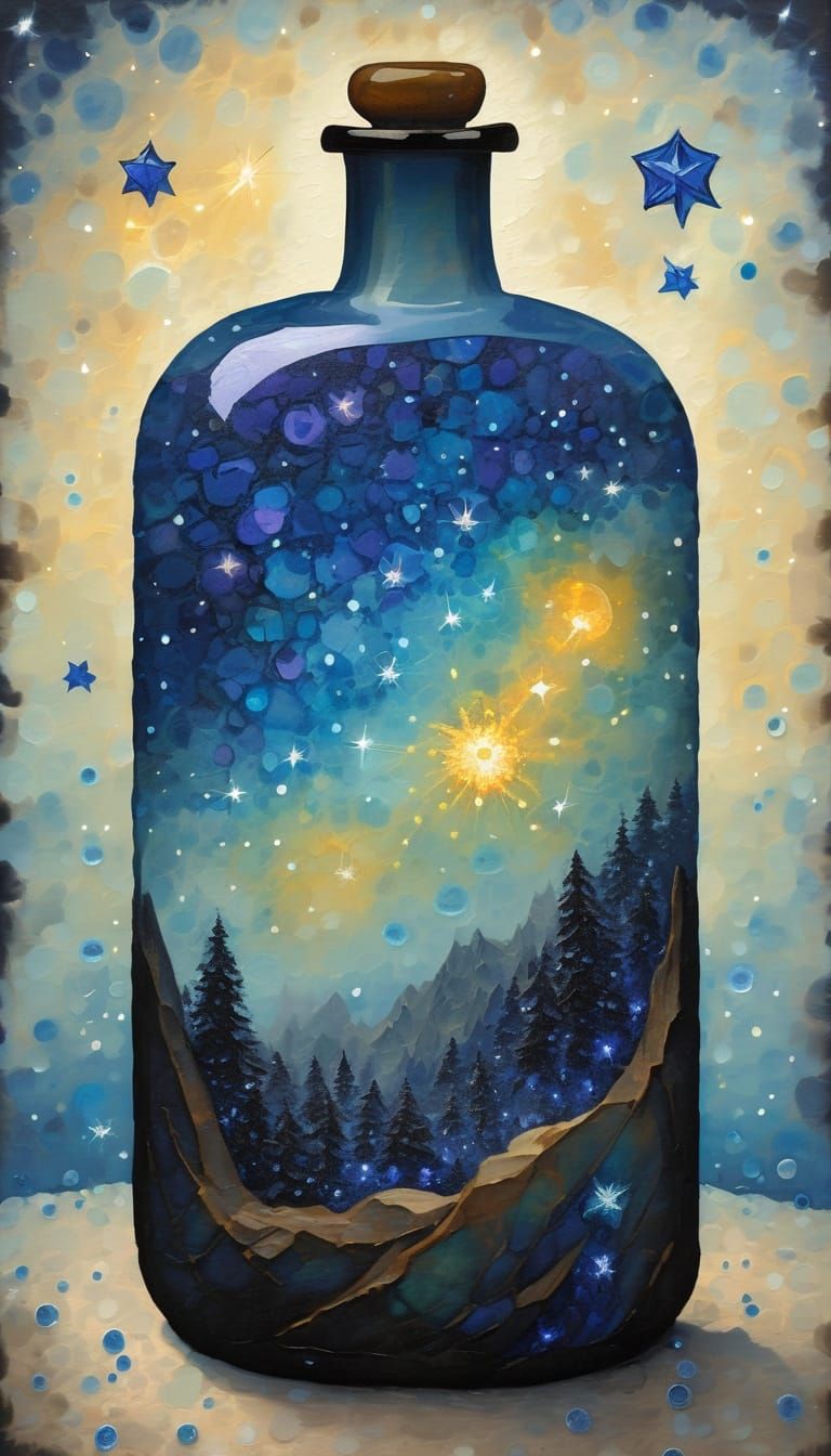 Galaxy in a Bottle: Impasto Oil Painting