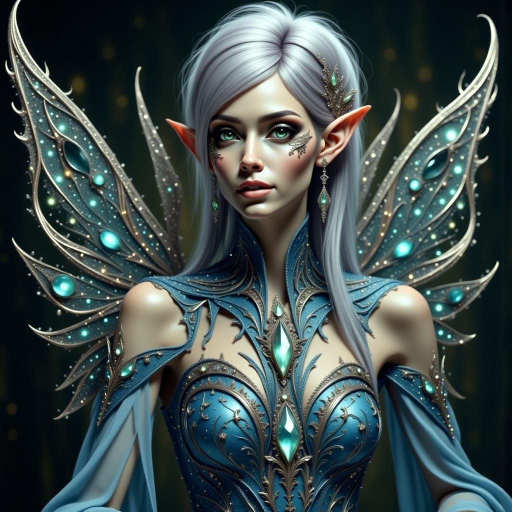 Handsome Elf in Blue Leather Haute Couture