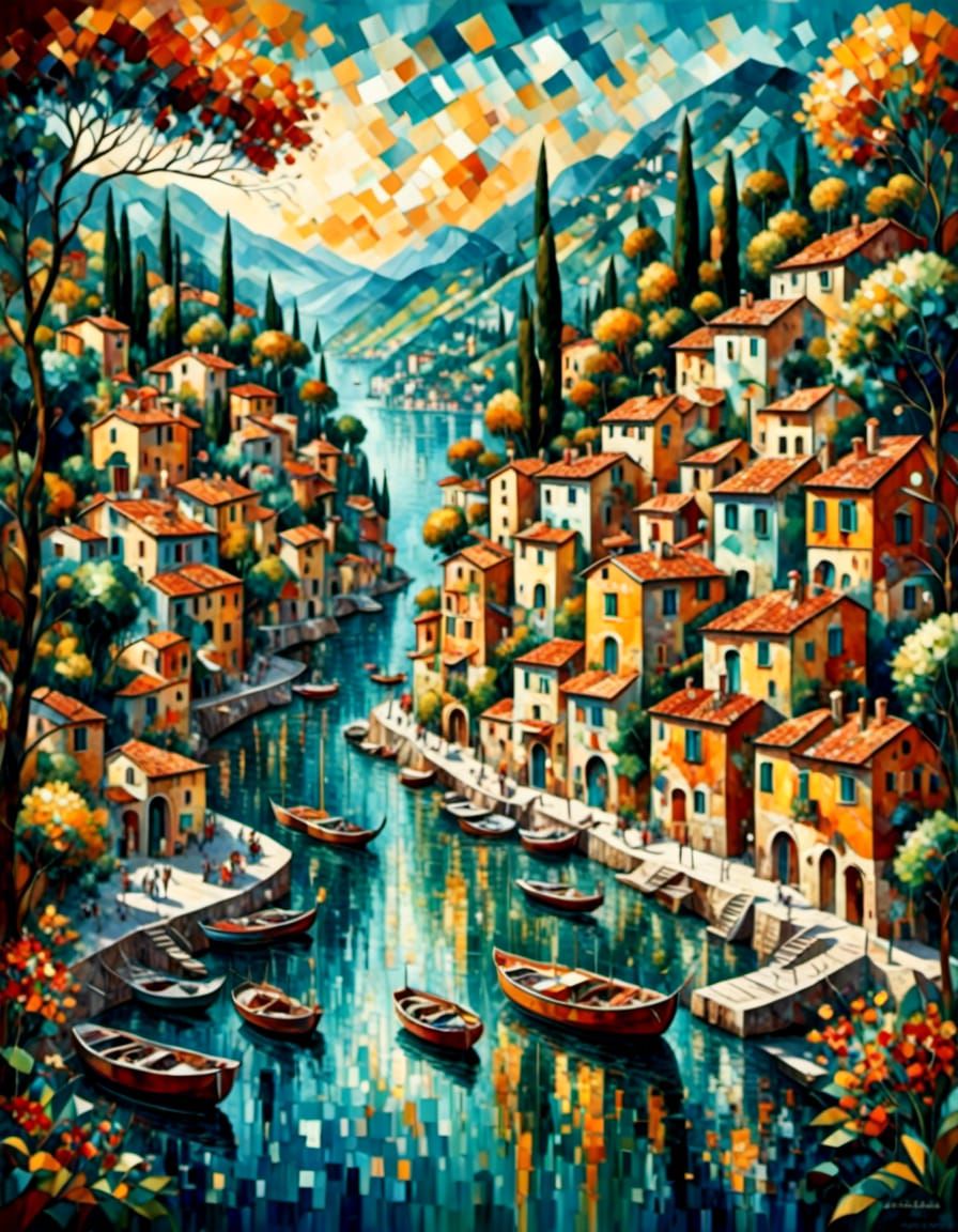 GARDASEE By the style of  Friedensreich Hundertwasser