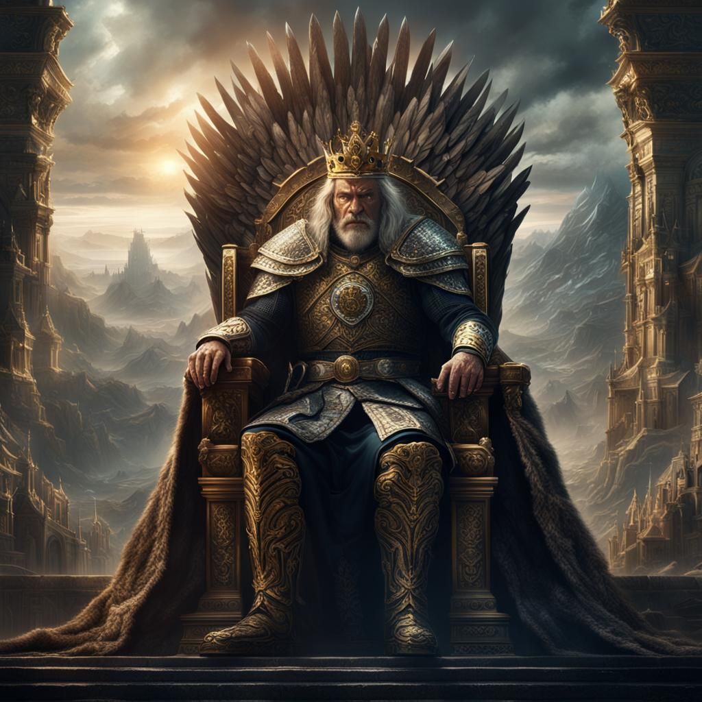 Epic King Warrior on Throne Digital Matte Painting