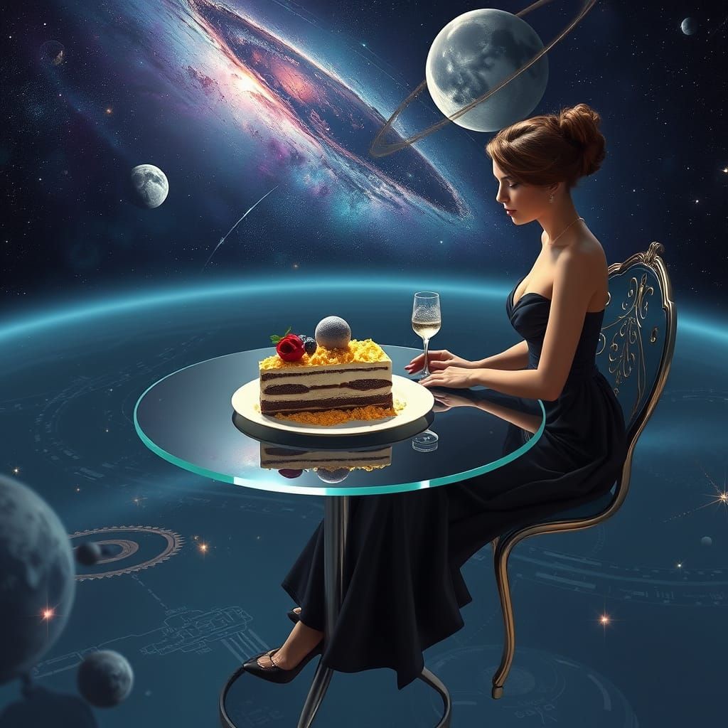 Cosmic Dessert in Space: Dreamy Digital Art