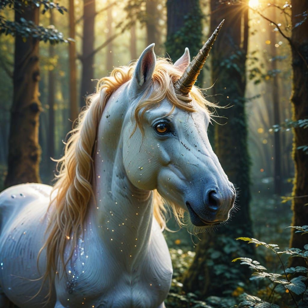 Ethereal Unicorn in Surreal Forest, Watercolor Style