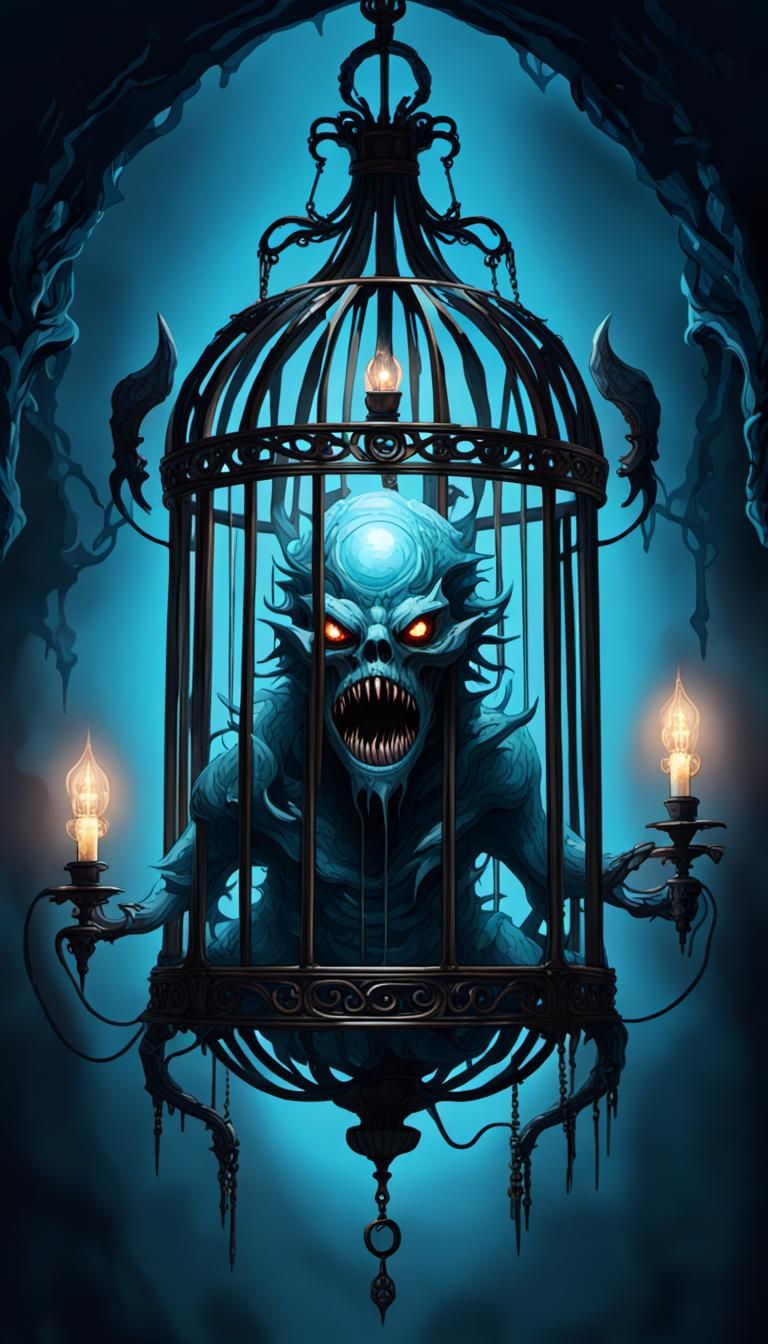 Caged Monster Under Eerie Ayleid Chandelier