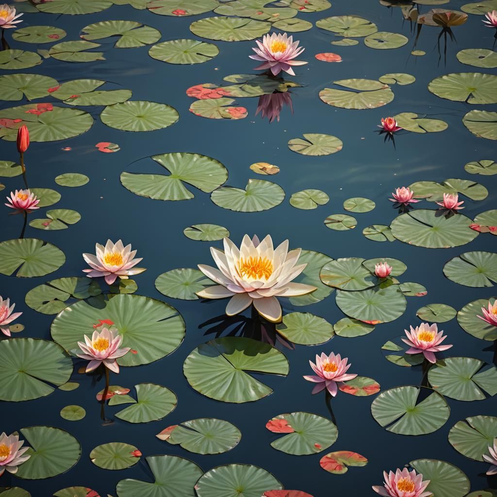 Water Lily and Koi Pond: Detailed Matte Painting