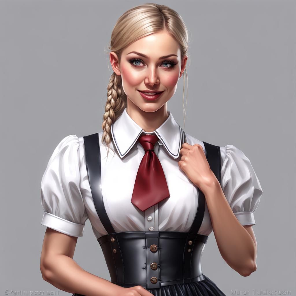 Woman in Latex Maid Uniform: Hyperrealistic Portrait