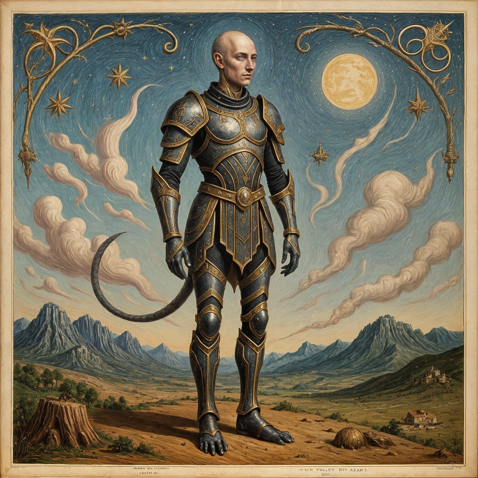 Alien Creature Inspired by Voynich Manuscript and Bosch