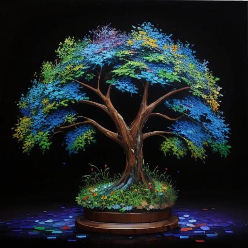 Vibrant Rustic Mosaic Patchwork in Expressionist Style