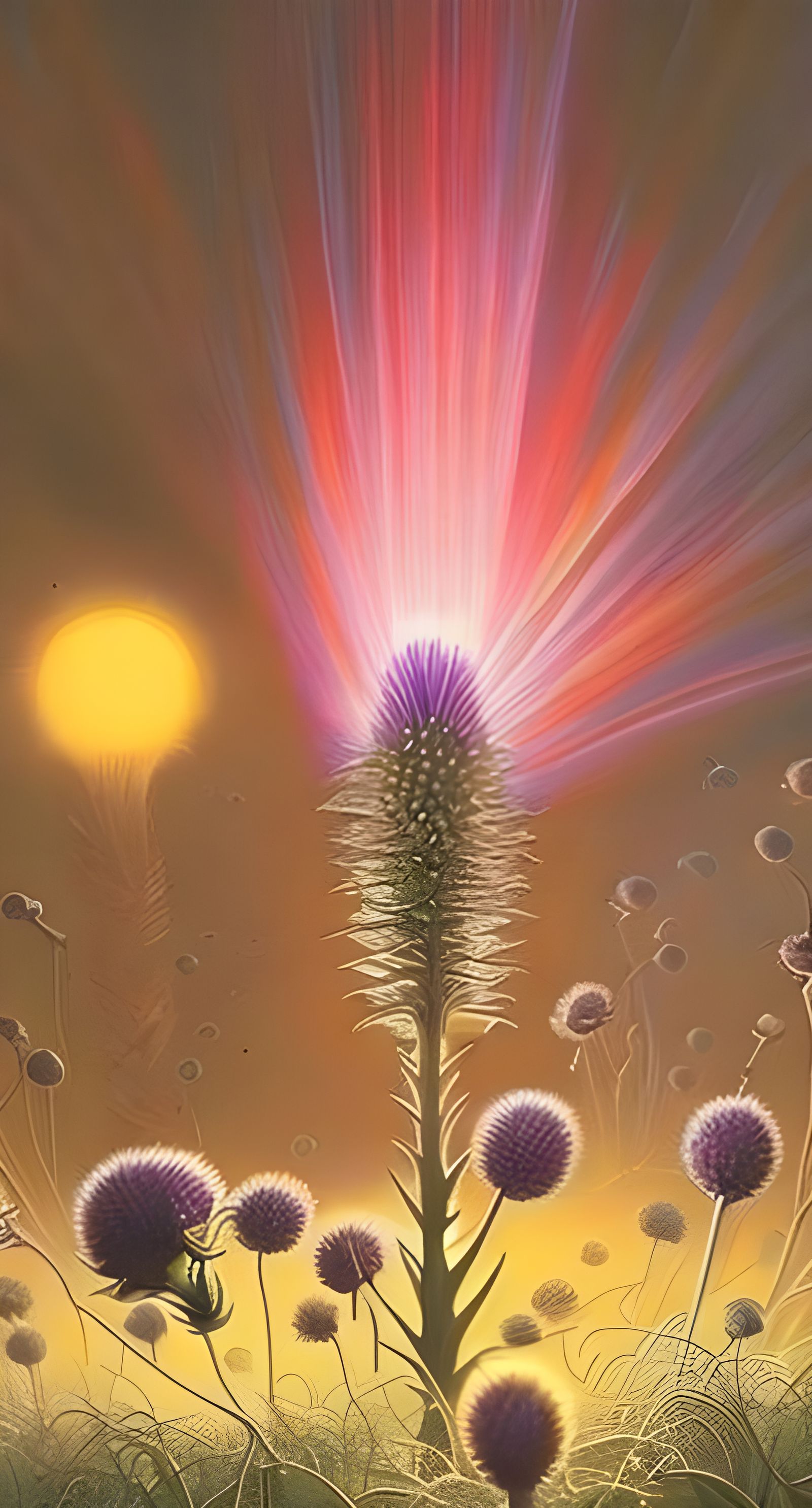Thistle Down in God Rays: Surreal 8k Image