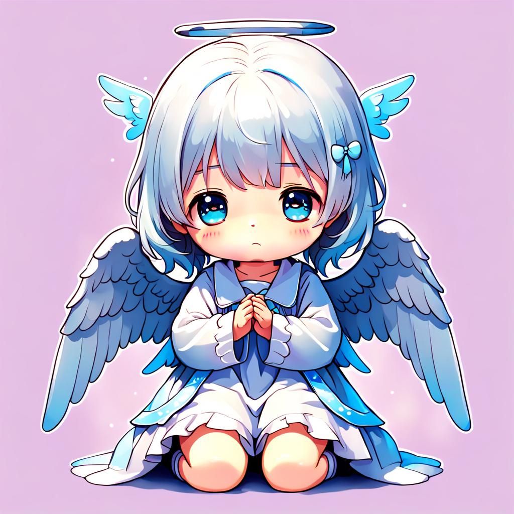 Kawaii Sad Angel Illustration