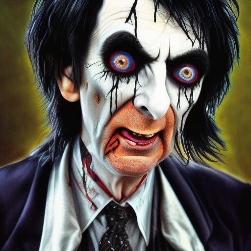 Mr. Bean as Alice Cooper in Photorealistic Horror