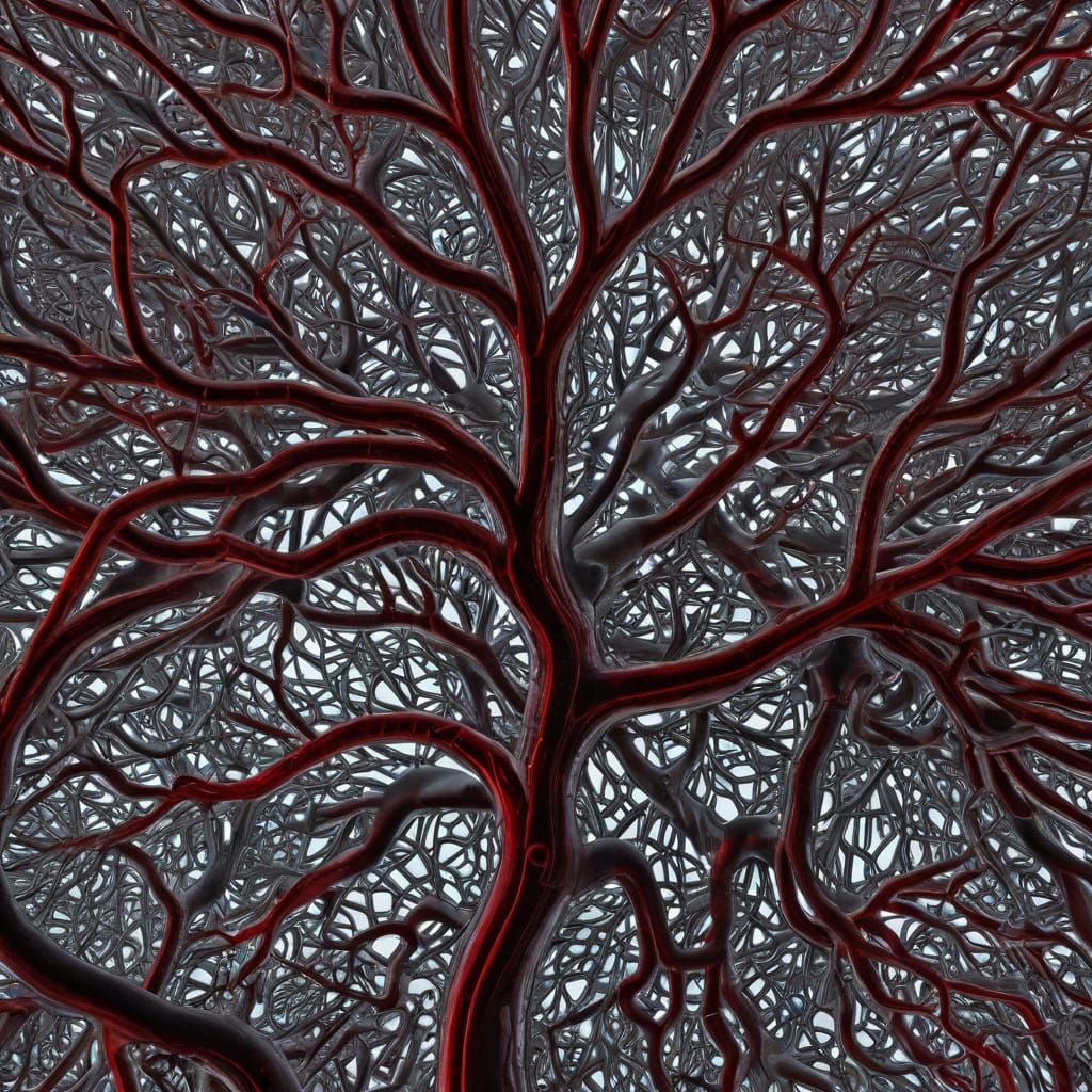 Intricate Crimson Vessel Network in Soft Focus