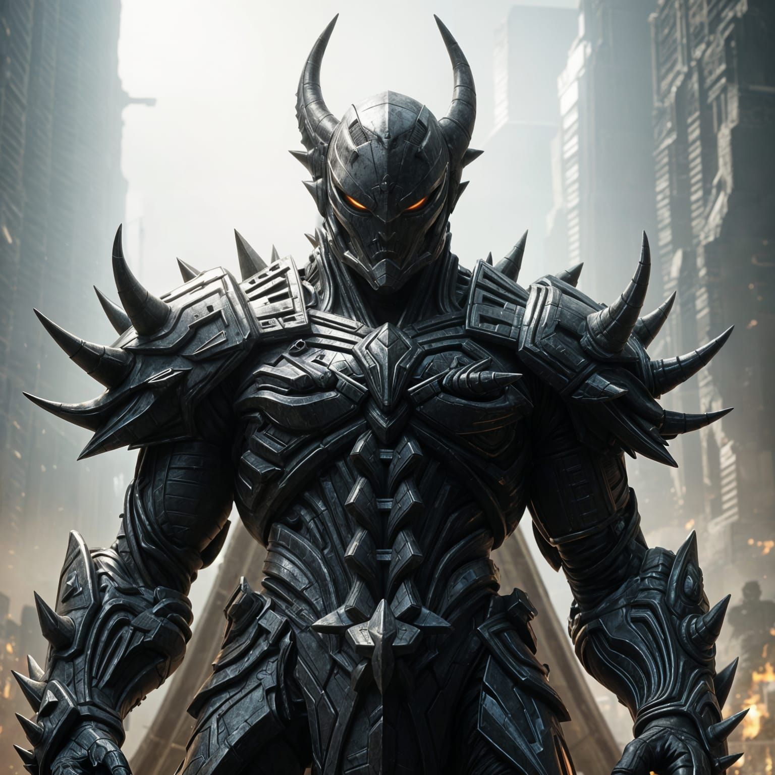 Cyberpunk Alien Commander in Heroic Pose