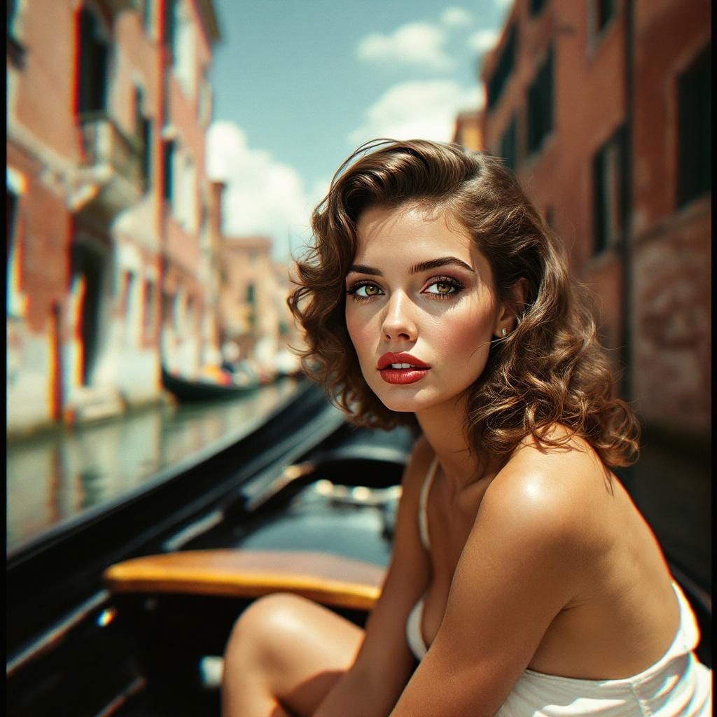 Pin-Up in Venice: Glitch Art Fusion